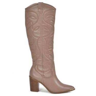 Imagem de Bota Texana de Couro e Cano Longo Via Marte 079-002-01-Feminino
