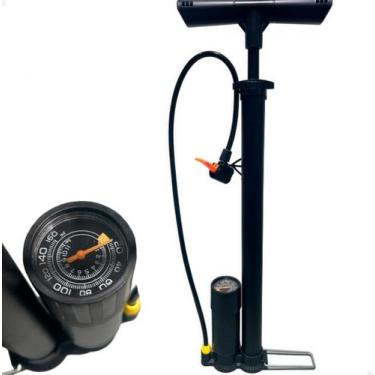 Imagem de Bomba Manual de Ar com Manômetro Profissional  Alta Pressão 160 PSI - 