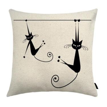 Imagem de Capa de Almofada Cat Estampada 40x40cm E6 - Ecaza