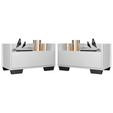 Imagem de Kit com 2 Mesas de Cabeceira 60 Cm com Pés Quadrados Branca