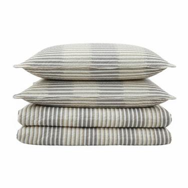 Imagem de Kit Cobre Leito Colcha Magnus King 3 Peças Dupla Face Estampado Geométrico - Elegance - 100% Poliéster