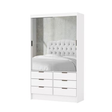 Imagem de Guarda Roupa Sevilha Premium 2 Portas De Correr Com Espelho Carioca Moveis Branco
