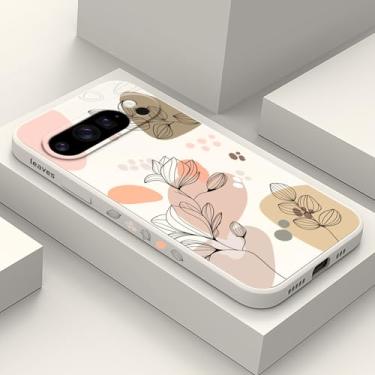 Imagem de LEECG Capa para Google Pixel 10 Pro XL, design de flor de silicone líquido fino para Pixel 10 Pro XL 6,8 polegadas, Morandi Rice White