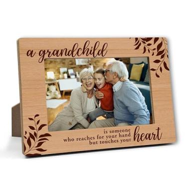 Imagem de Porta-retrato de pedido de avós, porta-retratos para netos, presentes de Natal, aniversário de Ação de Graças para avós pela primeira vez, 10 x 15 cm, decorações de madeira para novos avós e netos