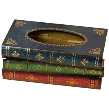 Imagem de Caixa de lenços de madeira antiga, caixa de dispensador de lenços vintage de madeira, porta-lenços retrô para livros, caixa de lenços decorativa rústica para escritório, quarto, sala de estar, 10,6 x