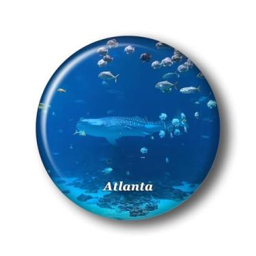 Imagem de Geórgia Atlanta Geórgia Aquário Geórgia Adesivo Ímã de Geladeira Vidro Cristal 3D Ímãs de Geladeira Viagem Cidade de Atlanta Colecionável Lembrança Presentes Decoração de Geladeira