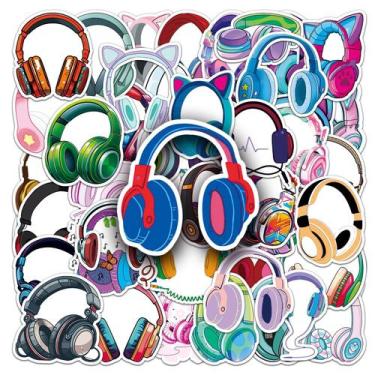 Imagem de Adesivos, fone de ouvido, 50 unidades, decalques de vinil Cool Music S