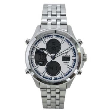 Imagem de Relógio Masculino de Aço Tuguir AnaDigi Infinity GCS-1273 Prata e Branco e Azul-Masculino