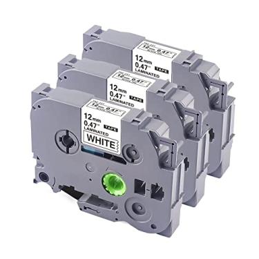 Imagem de 3PK TZe-231 Compatível com Brother Tze231 P Touch Label Tape 12 mm 0,47 branco laminado, 1/5.1 cm x 8.0 m, TZe TZ Tape 12mm Trabalho para Brother PTH110 PTD210 PTD400 PTD600 PT1180