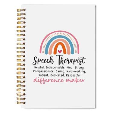 Imagem de Welshower Caderno de presentes para fonoaudiólogo, 14 x 20 cm, caderno de presentes SLP para anotações, caderno de capa dura Boho Rainbow Difference Maker em espiral