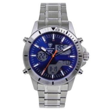 Imagem de Relógio Masculino de Aço Tuguir AnaDigi Infinity GCS-1269 Prata e Azul-Masculino