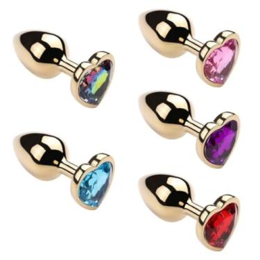 Imagem de Plug Anal Coração Dourado Grande Plug Luxo Aço Anatômico Dilatação Conforto Relaxamento 7057 (PRETO)