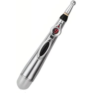 Imagem de Caneta Elétrica Dupla sem fio Aparelho Tens Fisioterapia Acupuntura Pequenos Choques Massagem Dor Eletrônica Estimulante C/Pulsos Elétricos Meridiano 9 Intensidades Cor Prata 110v/220v
