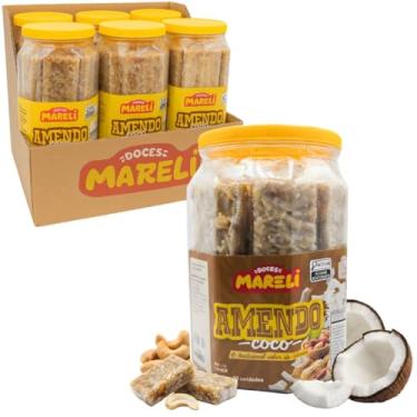 Imagem de Kit com 6 Potes, Doce Amendococo Paçoca Caseira Tradicional Com Coco Cocada, Gibi Doce de Amendoim, 20 Unidades, 1Kg, Sem Glúten, Para Festas e Eventos, Festa Junina, Doces Mareli