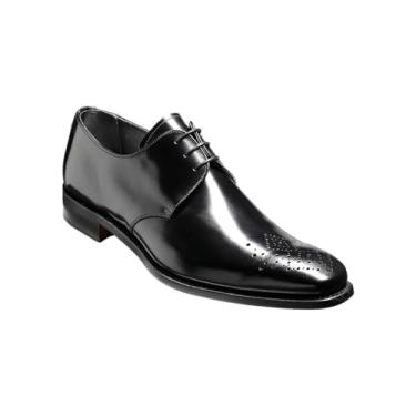 Imagem de BARKER Darlington Sapato social masculino feito à mão de couro Derby Oxford – Elegância atemporal e artesanato superior para uso formal e de negócios, Preto alto brilho, 45