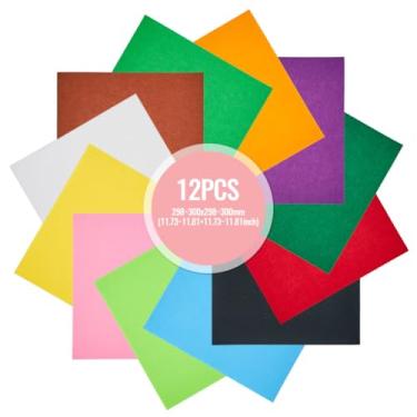 Imagem de Handship 12 peças de folha de tecido de feltro 1 mm de espessura, tecido não tecido, colorido, pacote de feltro quadrado para costura DIY, corte, modelagem, artesanato, patchwork, decoração, 298-300 x