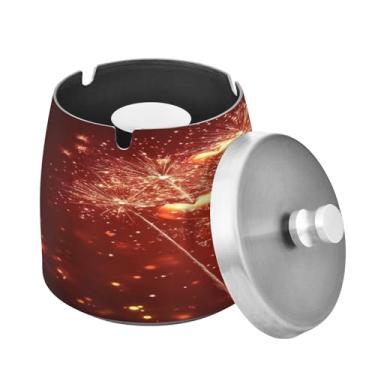 Imagem de Blueangle Cinzeiro de fogos de artifício dos namorados com tampa para cigarros, à prova de vento/chuva, aço inoxidável, sem fumaça, inodoro, cinzeiro para uso interno ou externo (88)