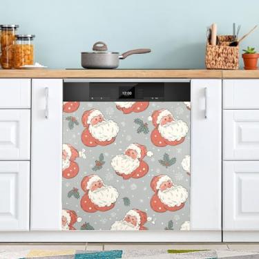 Imagem de ATTX Capa de ímã de Papai Noel com desenho animado, 58,4 cm C x 66 cm A decoração da capa da máquina de lavar louça, decalques de armário doméstico eletrodomésticos adesivos #374