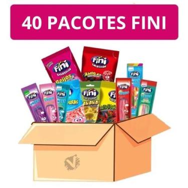Imagem de Kit 40 Fini Sabores Variados Bala De Gelatina Pacotes 15g