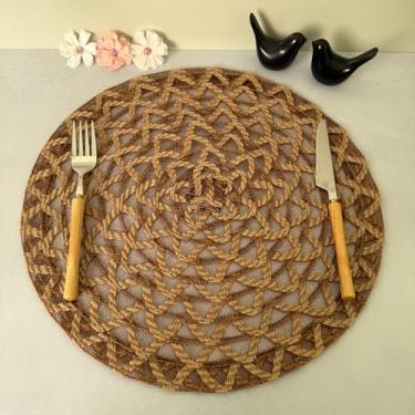 Imagem de Jogo Americano Redondo Juta Boho 38cm Sousplat Rústico Transpassado Mesa Posta (6, Mod A)
