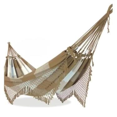 Imagem de Rede de descanso casal luxo decorativa diversas, Peça de Destaque para Interiores, Varandas Gourmet e Ambientes Exclusivos(Caramelo com cru xadrez)