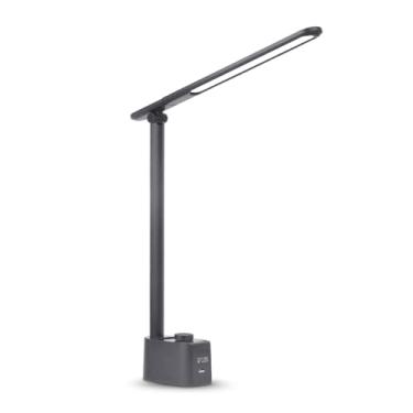 Imagem de Asixxsix Luminária de mesa giratória com porta-canetas, visor digital, porta USB para carregamento, 5 temperaturas de cor, dobrável e com intensidade ajustável, ideal para leitura (T221012U)