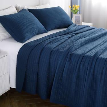 Imagem de Conjunto de colcha King – Colcha leve de 3 camadas lavadas macias de 264 cm x 228 cm com acolchoamento multi-lock, roupa de cama nórdica minimalista, conjunto de colcha para todas as estações para