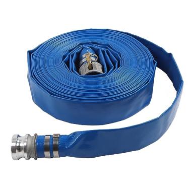 Imagem de Mangueira plana de PVC de 2 polegadas Mangueira de água de alta pressão 51 mm x 30 m Mangueira de descarga de bomba para serviço pesado com acessórios de latão para drenagem de