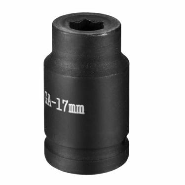 Imagem de HARFINGTON Soquete de impacto de 6 pontos 2,5 cm soquete métrico de 17 mm CR-V soquete sextavado de eixo de aço para reparo de porcas de eixo de máquina, preto