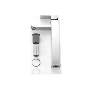 Imagem de Torneira banheiro inox monocomando Lavabo Saída Alta para Cuba Quadrado Pintura Preta Ajuste Água Quente Fria, Aço Inoxidável, Misturador para Água Quente e Fria(Prata/304 de aco inoxidável)
