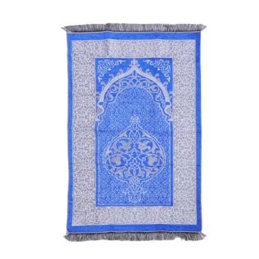 Imagem de GLOGLOW Tapete de Oração, Tecido de Algodão Macio Com Detalhes Bordados e Borlas para Maior Conforto, para Desbotar e Desfiar, Com Bolsa de Transporte e Conta, para Homens, Mulheres e (Azul)