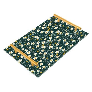 Imagem de Wassud Bandeja floral verde para banheiro, joias de acrílico, bandejas de perfume, alça de maquiagem, bandeja de cômoda para quarto e cozinha, 30 x 20 cm