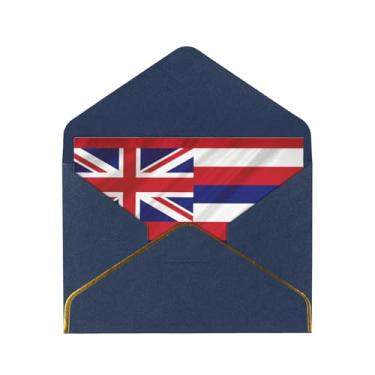 Imagem de SKKNT Bandeira do Havaí American Print Cartões comemorativos para todas as ocasiões, convites de festa de aniversário de casamento, 12,7 x 15,2 cm