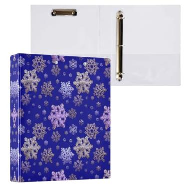 Imagem de STAYTOP Organizador de fichário redondo de floco de neve de Natal, fichário de 3 anéis com prancheta (carta A4), fichário fofo para material de escritório escolar