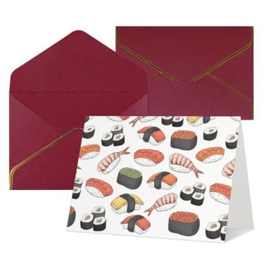 Imagem de Cartões comemorativos com estampa de sushi para todas as ocasiões, convites de festa de aniversário de casamento, 12,7 x 15,2 cm