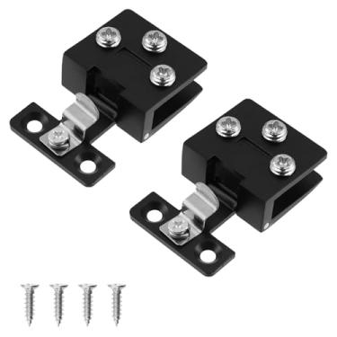 Imagem de Antrader Dobradiças de porta de armário de vidro, 2 peças, dobradiças de armário de vinho, dobradiças de portão Ambry, liga de zinco, preto fosco, não há necessidade de perfurar