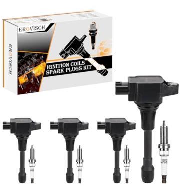 Imagem de Pacote 4 UF549 Bobina de ignição e vela de ignição - Compatível com Infiniti QX60 Nissan Sentra Altima Rogue Urvan Pathfinder NV200 Versa Cube - 2.5L 2.0L 1.8L 1.6L L4 - Substitui # 22448-1HM0A