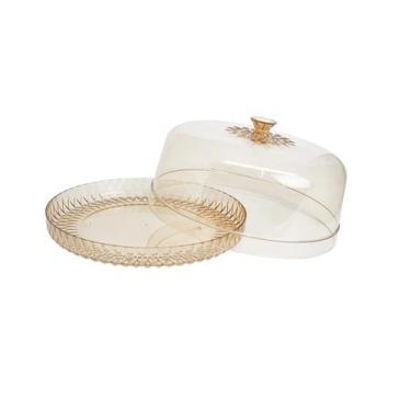 Imagem de Boleira Porta Bolo Torta Glamour Luxo Mesa Posta Cor Citrino - Plasúti