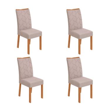 Imagem de Conjunto com 4 Cadeiras Rayla Bouclé Bege e Amêndoa