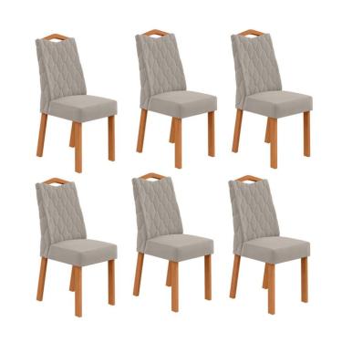 Imagem de Conjunto com 6 Cadeiras Vênus Veludo Capuccino e Amêndoa