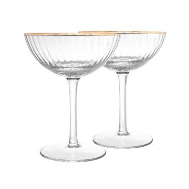 Imagem de WOLFF - Conjunto 2 Taças de Cristal Coupe C/Fio de Ouro Lines 250Ml