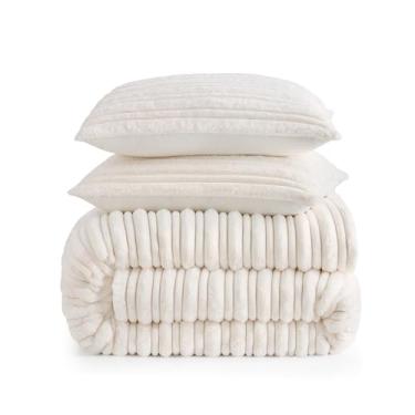 Imagem de UGG Brinkley Conjunto de edredom casal/queen – Roupa de cama de pelúcia de pele sintética para casa de fazenda aconchegante e decoração boho chique, tamanho casal/queen com 2 fronhas, conjunto de cama
