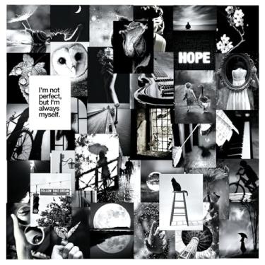 Imagem de 50 adesivos de garrafa de água estéticos pretos e brancos, adesivos para álbuns de fotos, skate, telefones, laptop, adesivo à prova d'água para melhor amiga, adolescentes, irmã