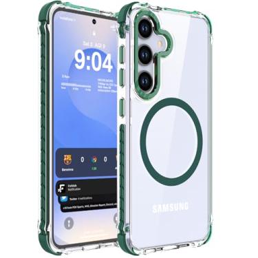 Imagem de DEERLAMN Capa magnética forte para Samsung Galaxy S24/S25 de 6,2 polegadas, [compatível com Magsafe] [Proteção contra quedas de grau militar] Capa protetora transparente e fina à prova de choque