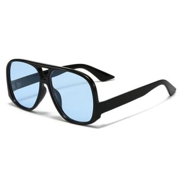 Imagem de Óculos de Sol Oversized com Estampa de Leopardo, Proteção UV400, para Homens e Mulheres, Ideais para Esportes ao Ar Livre, Corrida e Ciclismo, nas Cores Preto e Azul.