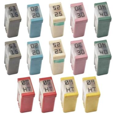 Imagem de UHANBUT 14 peças 15A/20A/25A/30A/40A/50A/60A 32V Kit de fusíveis de cartucho automotivo com fenda MCASE, substituição de fusíveis de micro perfil baixo, variedade de fusíveis universais de veículos