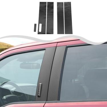Imagem de HTHE Kit de acabamento de postes de pilar anti-riscos B moldagem de pilar adesivos de capa preta brilhante janela central painel de pilar externo capas compatíveis com Ford F150 2015+ 2ps (fibra de