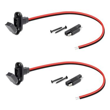 Imagem de TMH Conector SAE, 2 FT - 10 AWG SAE, tomada lateral, plugue conector de montagem embutida para painel solar, carregador de bateria com 4 parafusos (2 pacotes)