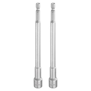 Imagem de HARFINGTON 2 peças de broca de chave de porca soquete métrico de 10 mm haste sextavada de 1/10.2 cm (5,91" (150 mm) soquetes magnéticos de 6 pontos de mudança rápida conjuntos de parafusos de aço CR-V