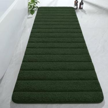 Imagem de AROGAN Tapetes longos de luxo para banheiro, tapete de banho antiderrapante de microfibra grossa macia e absorvente, tapete listrado de borracha, tapetes de pelúcia laváveis na máquina para piso de